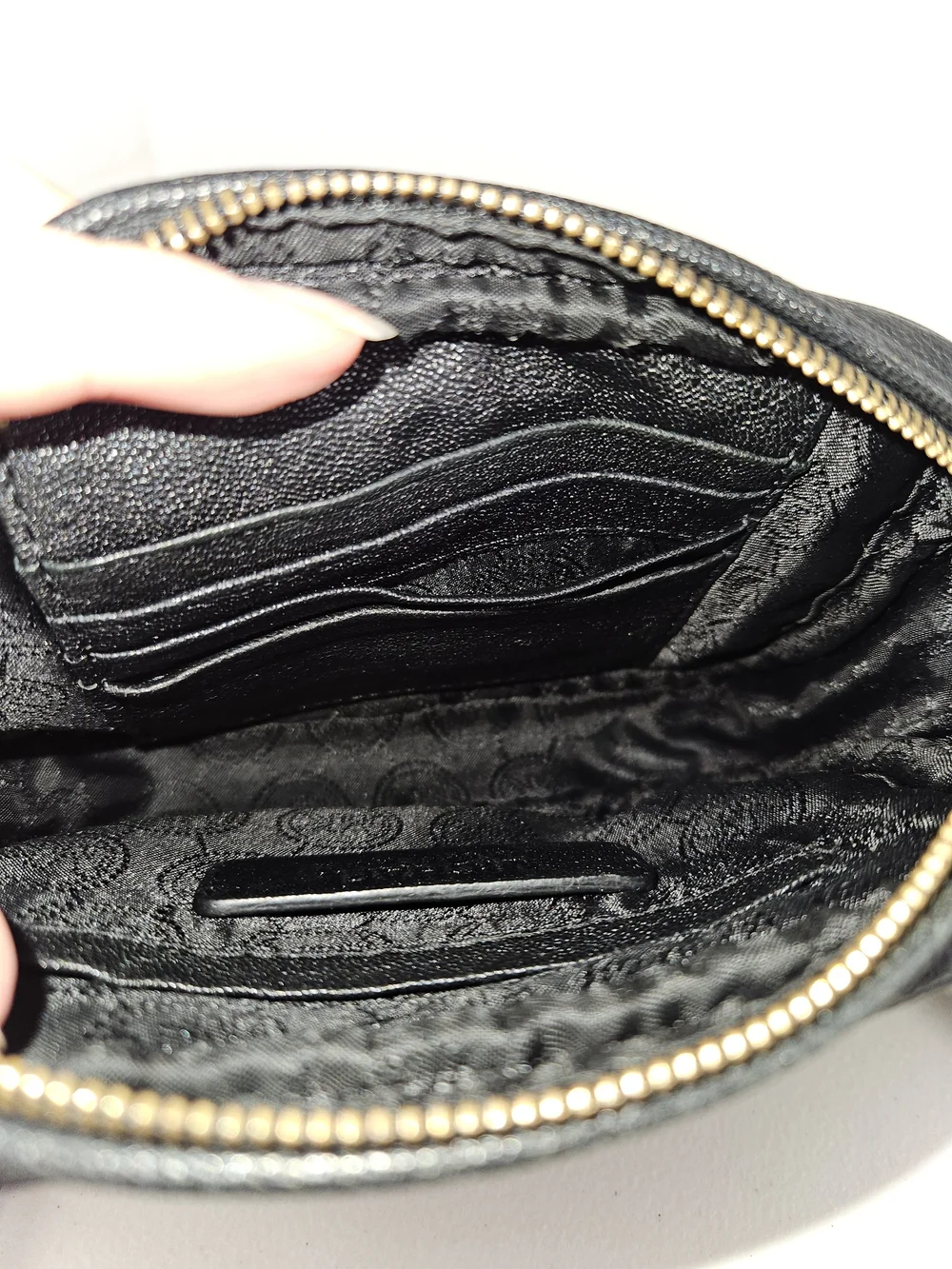 Michael Kors Black Leather Crossbody with Gold Plate